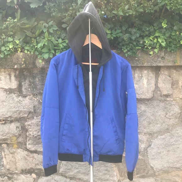 ZARA classic hooded bomber jacket blue(like new) - Picture 6 of 6